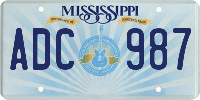 MS license plate ADC987
