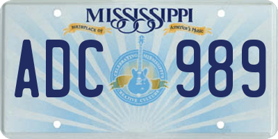 MS license plate ADC989