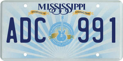 MS license plate ADC991