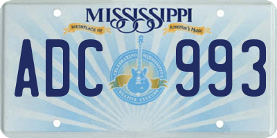 MS license plate ADC993