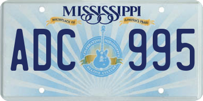 MS license plate ADC995