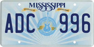 MS license plate ADC996