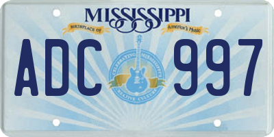 MS license plate ADC997