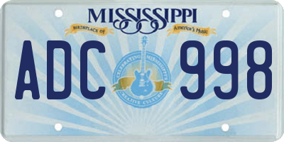 MS license plate ADC998