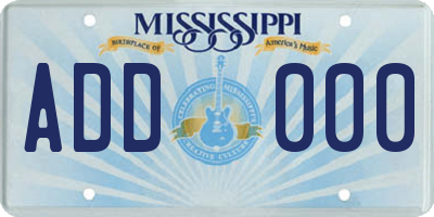 MS license plate ADD000