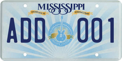 MS license plate ADD001
