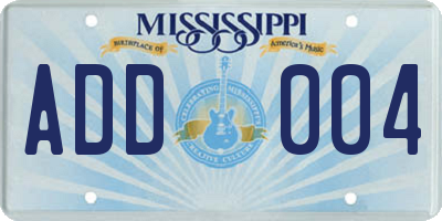 MS license plate ADD004