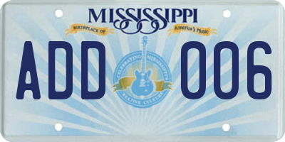 MS license plate ADD006