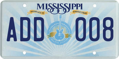 MS license plate ADD008