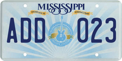 MS license plate ADD023