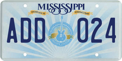 MS license plate ADD024