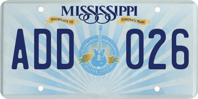 MS license plate ADD026