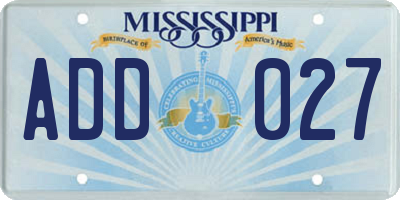 MS license plate ADD027