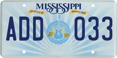 MS license plate ADD033