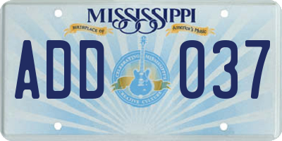 MS license plate ADD037