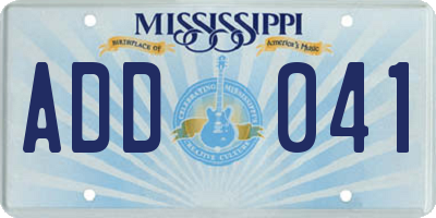 MS license plate ADD041