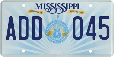 MS license plate ADD045