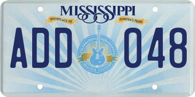 MS license plate ADD048