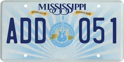 MS license plate ADD051
