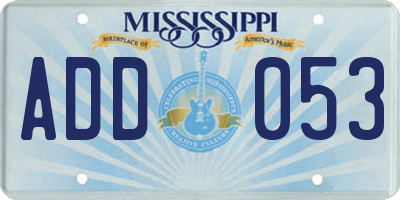 MS license plate ADD053