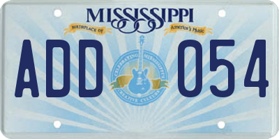 MS license plate ADD054