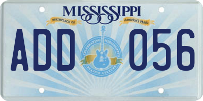 MS license plate ADD056