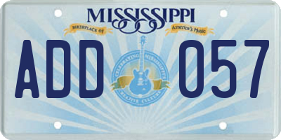 MS license plate ADD057