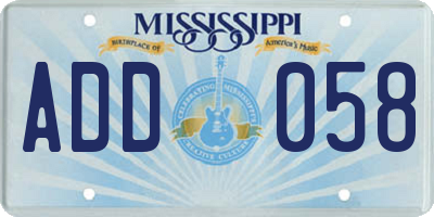 MS license plate ADD058