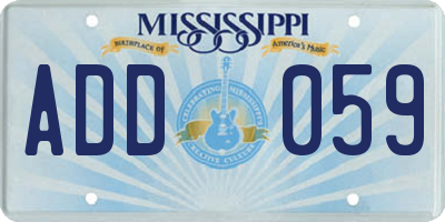 MS license plate ADD059