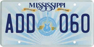 MS license plate ADD060