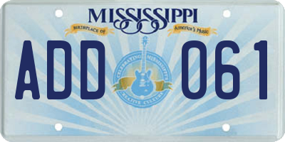 MS license plate ADD061