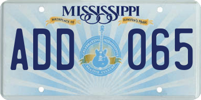 MS license plate ADD065