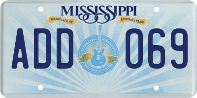 MS license plate ADD069