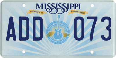 MS license plate ADD073