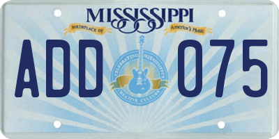 MS license plate ADD075