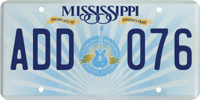 MS license plate ADD076