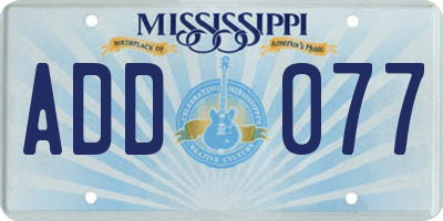 MS license plate ADD077