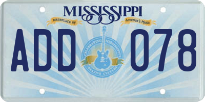 MS license plate ADD078