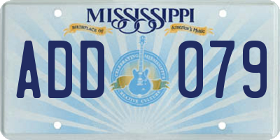 MS license plate ADD079