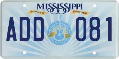 MS license plate ADD081