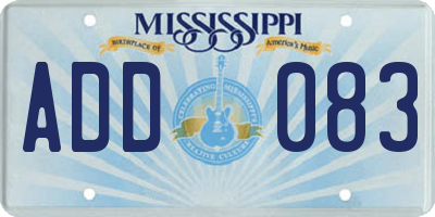 MS license plate ADD083