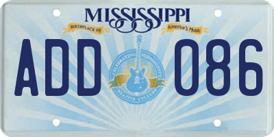 MS license plate ADD086
