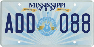 MS license plate ADD088