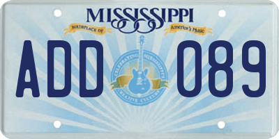 MS license plate ADD089