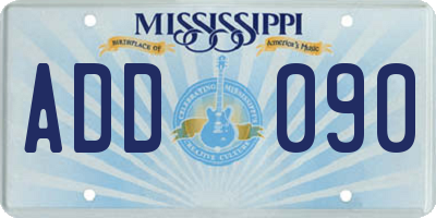 MS license plate ADD090