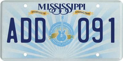 MS license plate ADD091