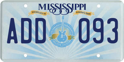 MS license plate ADD093