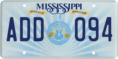 MS license plate ADD094