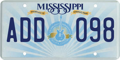 MS license plate ADD098
