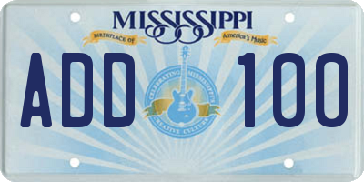 MS license plate ADD100